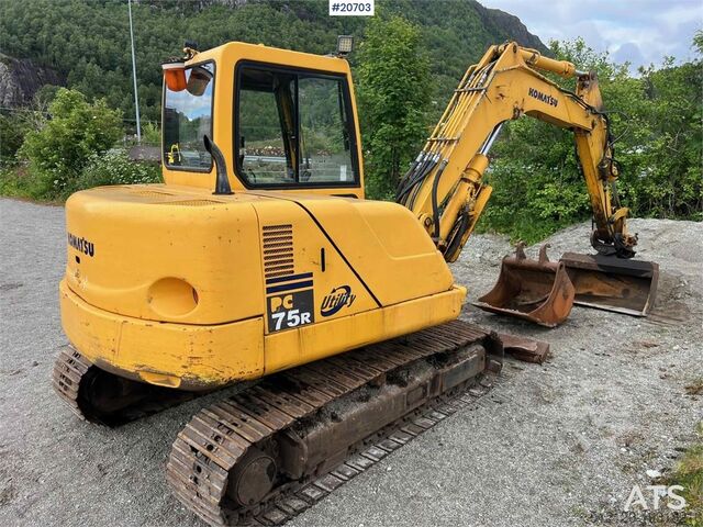 Gravemaskine med larvebånd Komatsu pc75 excavator w/ Hydraulic sanding bucket, cleani