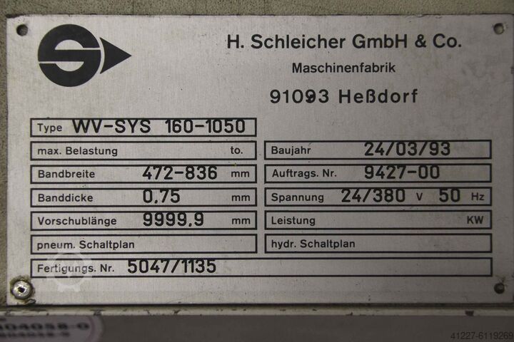 Perangkat pemotong konveyor Schleicher WV-SYS 160-1050 500 mm