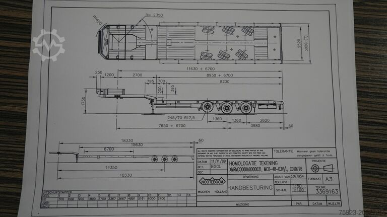 Polovični polnilnik z nizkim nakladanjem Nooteboom 3 AXLE SEMI LOW LOADER 670CM EXTENDABLE