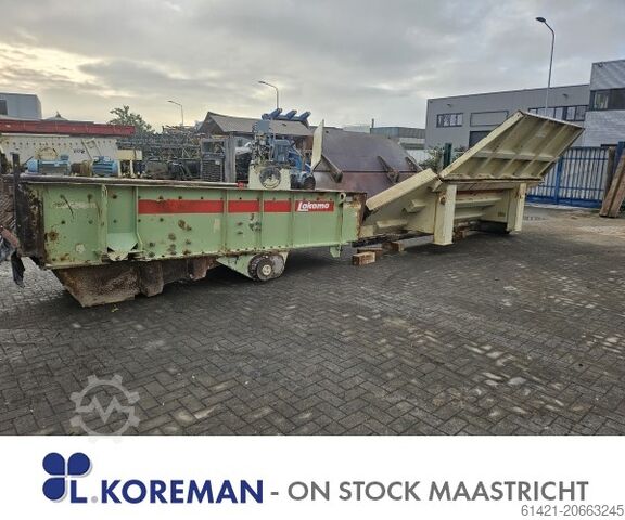 Trituradora de mandíbulas Metso/Lokomo con tolva y conducto vibratorio