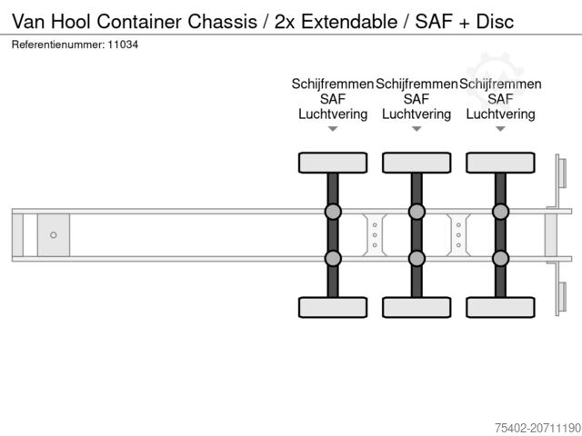 Транспорт на контейнери Van Hool Container Chassis / 2x Extendable / SAF + Disc