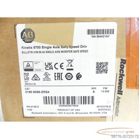 Allen Bradley komponenta Allen-Bradley 2198-S086-ERS4 Kinetix 5700 Single Axis SN96492104 -