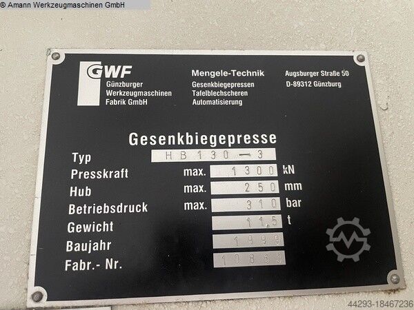 Freio de imprensa - hidráulico MENGELE HB 130-3