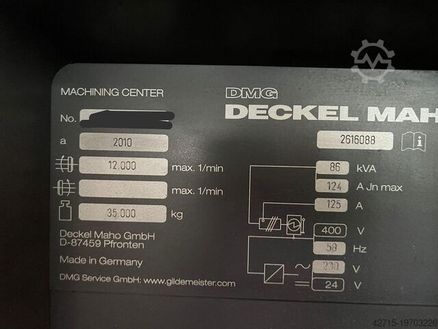 Centro de usinagem Deckel Maho DMU200P Deckel Maho DMU200P