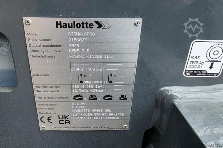 多関節伸縮式作業足場 Haulotte SIGMA 16PRO NEW / UNUSED, Valid Inspection, *Guara