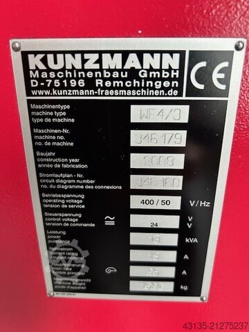 Milling machine Kunzmann WF 4/3