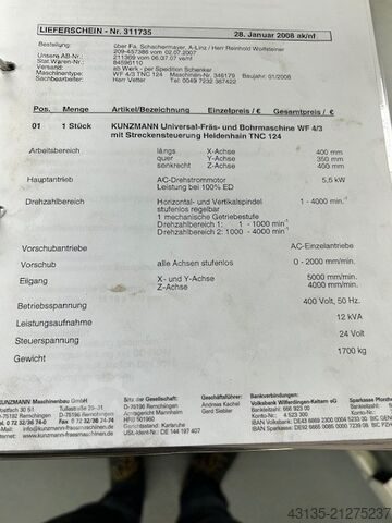 Milling machine Kunzmann WF 4/3