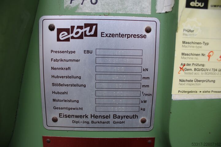 Mesin tekan eksentrik EBU Exzenterpresse H16