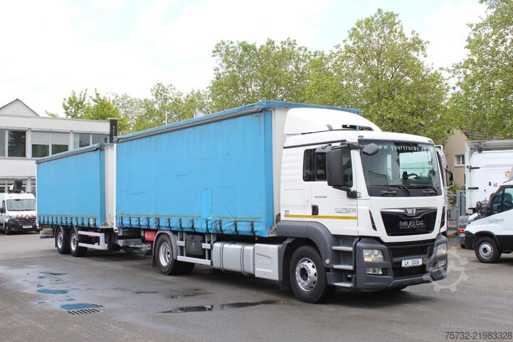 Nákladné auto s plochou korbou a plachtou MAN TGS 18.440 Plane Zug Schlafplatz AHK Retarder