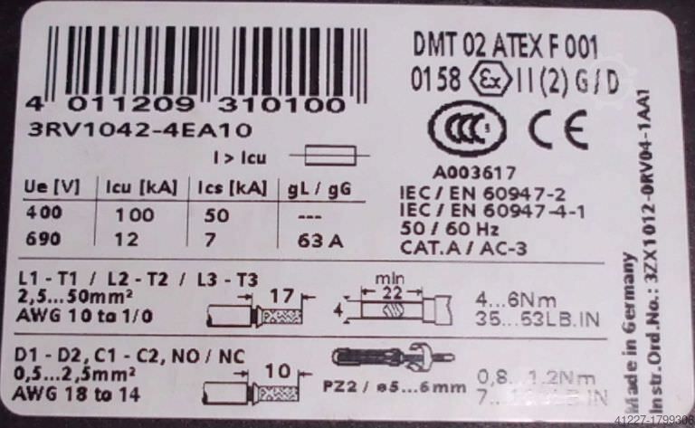Prekidač Siemens 3RV1042-4EA10