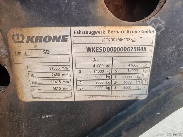 Containervervoer KRONE SD / REAR SLIDER / DUTCH CHASSIS / BPW DRUM.