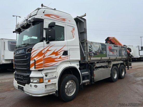 Billenő teherautó SCANIA R560CB 6X4 ZWEISEITENKIPPER MEILLER,  PALFINGER KRAN PK34002-SH, E5
