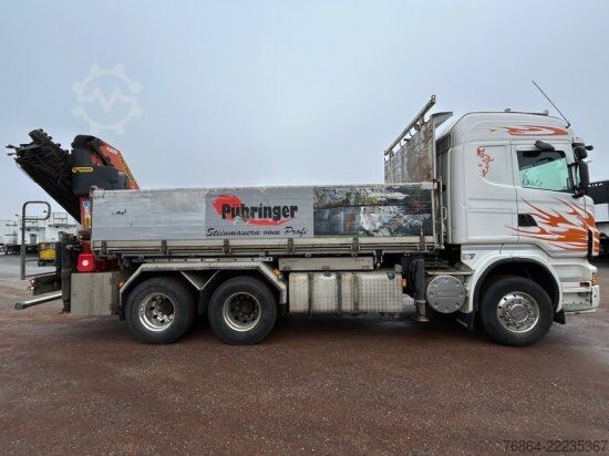 Billenő teherautó SCANIA R560CB 6X4 ZWEISEITENKIPPER MEILLER,  PALFINGER KRAN PK34002-SH, E5