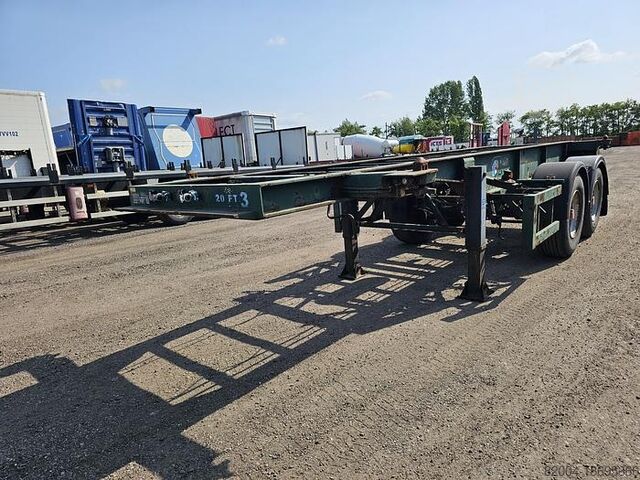 Gámaflutningar FLANDRIA 2 AXLE 20 FT CHASSIS STEEL SUSPENSION ROR DRUM