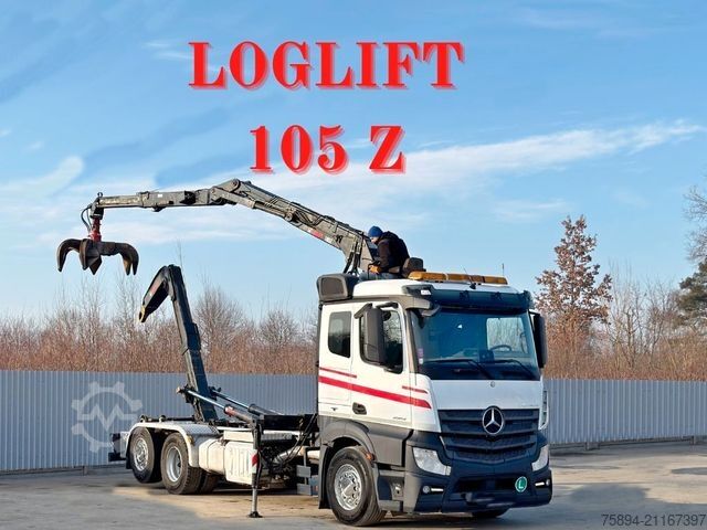 Camion benne à bras amovible MERCEDES-BENZ ACTROS 2542 * ABROLLKIPPER * LOGLIFT 105 Z * TOP