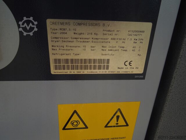 Schroefcompressor Creemers RCB7,5 10