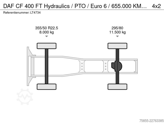 Standardni SZM DAF CF 400 FT Hydraulics / PTO / Euro 6 / 655.000 K...