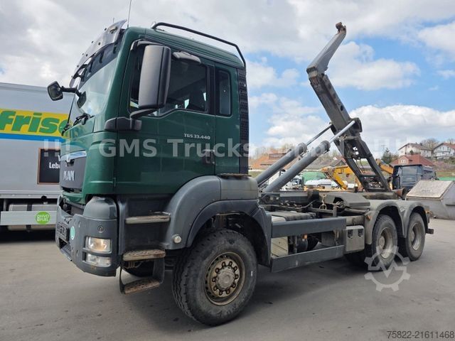 Roll-off tipper truck MAN TGS 33.440 / 6X6 Allrad / Meiller / Full Steel