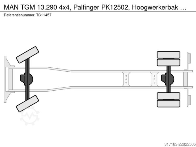 Læsseplatform MAN TGM 13.290 4x4, Palfinger PK12502, Hoogwerkerbak