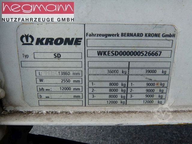 Отворено полуремарке с брезент KRONE SDP 27, Liftachse, Scheibe, Deutsch