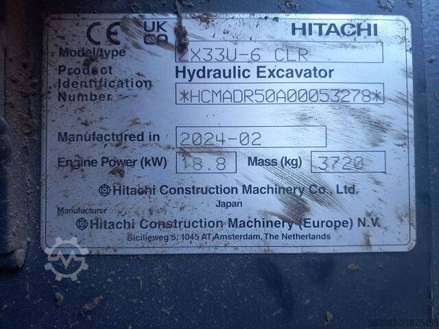 Mini excavator Hitachi ZX33U-6