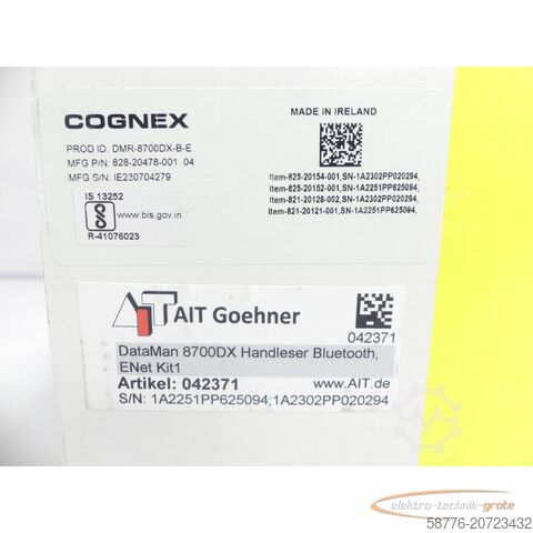 Component  Cognex DMR-8700DX-B-E Barcodescanner 828-20478-001 SN IE230704279 -