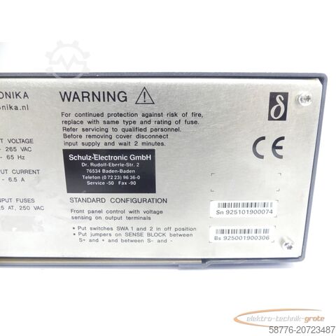 组成部分  Delta Elektronika SM 15-100 S167 Netzteil SN: 925101900074