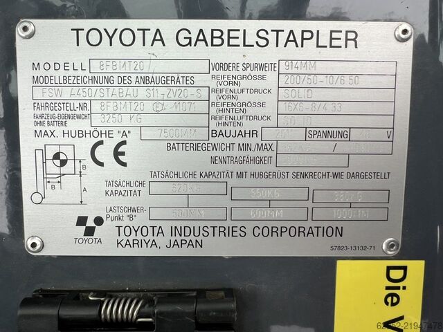 Електричний 4 -колісний навантажувач Toyota 8 FBMT 20