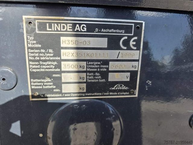Frontlastare truck LINDE H35-03 SDtapler Duplex Mast, 5.600 Kg zul. GGW