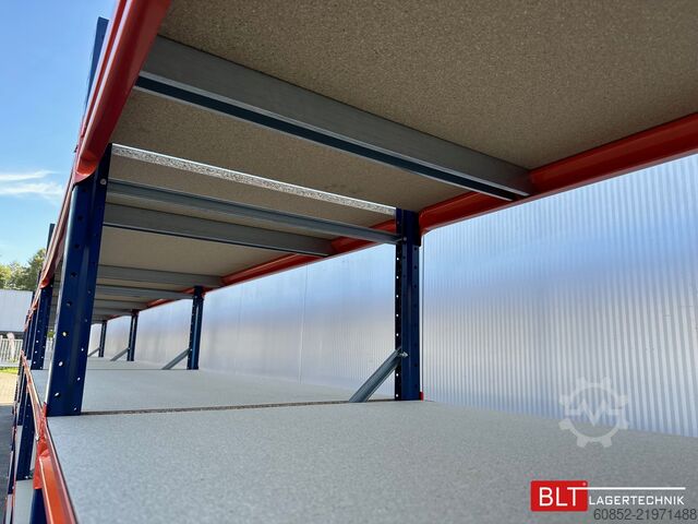 Wide span storage rack ca. 13,35 lfm. Weitspannregale H: 200 cm T: 80 cm , 400 kg Fachlast , 4 Ebenen