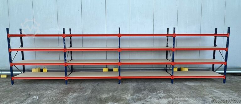 Rak penyimpanan bentang lebar ca. 7,66 lfm. Weitspannregale H: 200 cm T: 60 cm , 400 kg Fachlast , 4 Ebenen