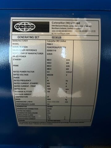 Agregado FG Wilson P660-3 - 660 kVA Genset - DPX-16022