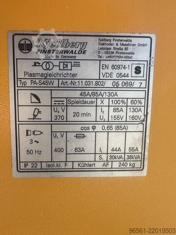 Outil de découpe plasma Kjellberg PA-S45W