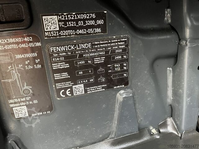 Electric 3-wheel forklift Linde E14-02