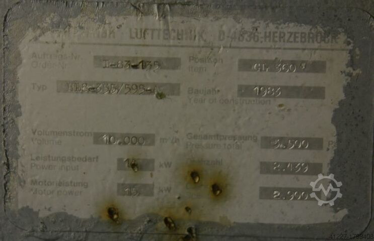 Staubabsauggebläse 15 kW Rippert 10000 m³/h