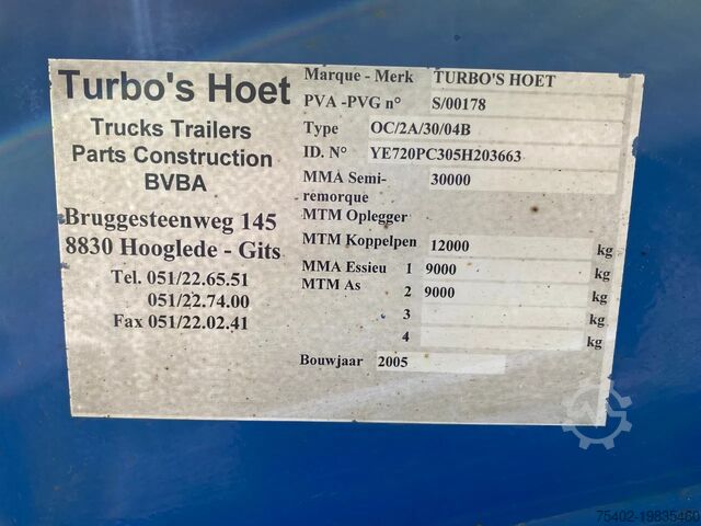 Transporte de contentores Turbo's Hoet 20 FT Container Chassis / APK t/m 3-2026 / BPW ...
