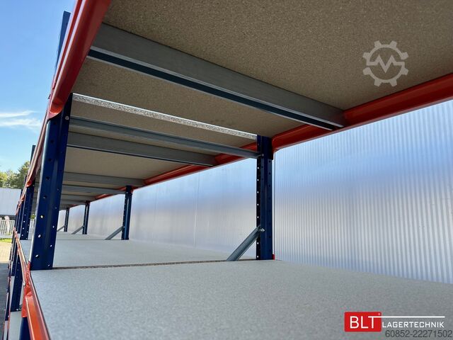 Széles fesztávú tárolóállvány ca. 13,35 lfm. Weitspannregale H: 200 cm T: 80 cm , 400 kg Fachlast , 4 Ebenen