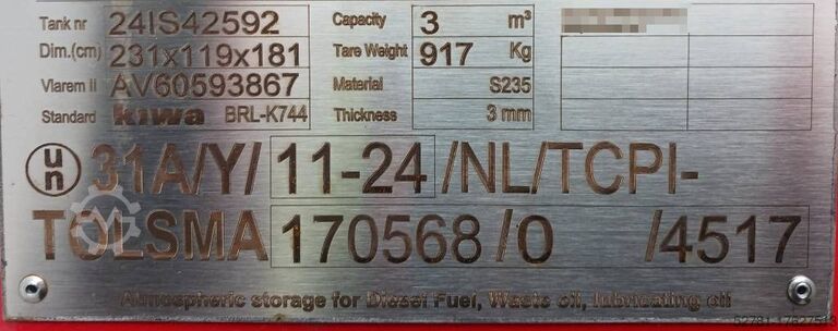 Construction equipment  New Diesel Fuel Tank 3.000 Liter - DPX-31024