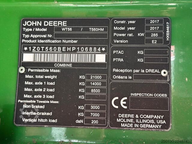 Kombájn John Deere WT56/T560HM Mähdrescher *verunfallt*