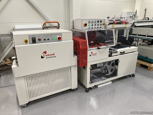 Máquina de embalagem com película E Shrink Packaging LB-728 + LB-201 Angle Sealer with Shrink Tunnel