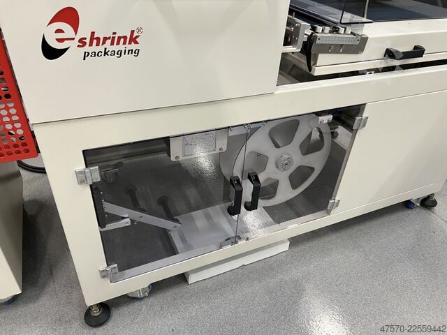 Máquina de embalagem com película E Shrink Packaging LB-728 + LB-201 Angle Sealer with Shrink Tunnel