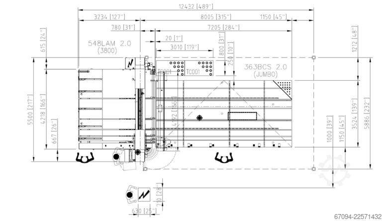 стіл для різання скла Bottero DUAL LINE 548LAM-38 - 363BCS-J
