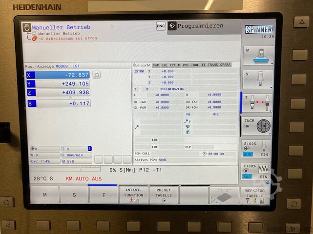 CNC obráběcí centrum s HSK-A63 / 15 000 ot/min / vnitřní chlazení nástroje (IKZ) SPINNER VC 450