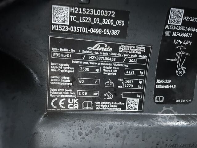 Chariot élévateur électrique à 4 roues Linde E35HL-02