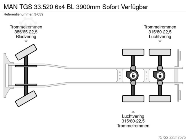 Podvozek s kabinou MAN TGS 33.520 6x4 BL 3900mm Sofort Verfügbar