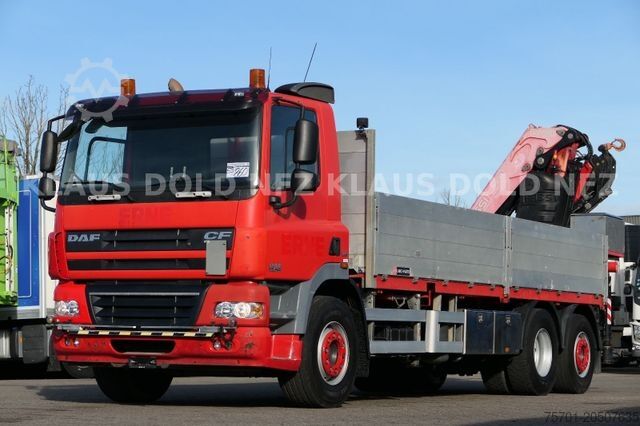 משאית שטוחה DAF CF 85.460 6x2 Pritschen Fassi Kran Funk Euro 5