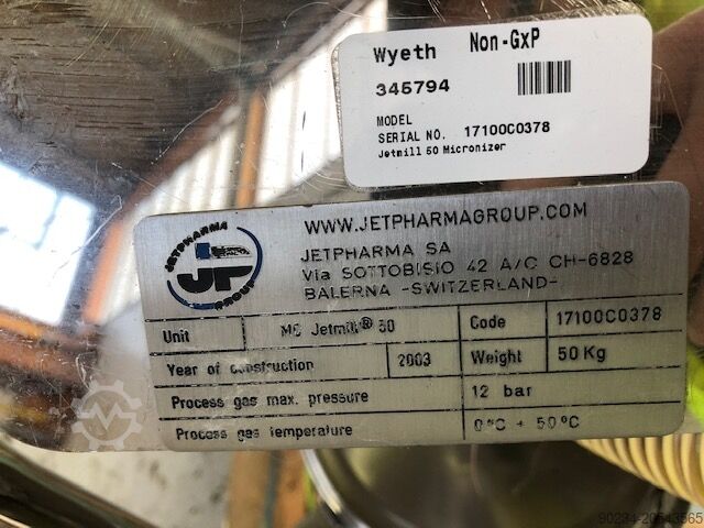 Milenium aliran bergerak tahan asid Jetpharma model MC JetMill50 JET PHARMA MC JetMIll50