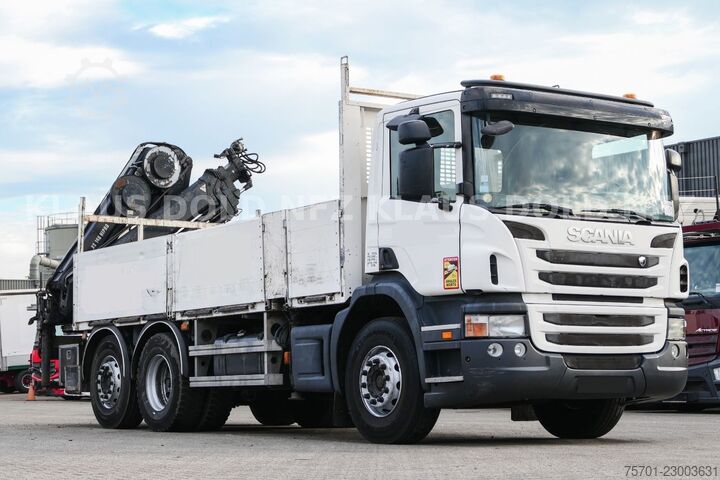 ফ্ল্যাটবেড ট্রাক SCANIA P 400 Pritsche Kran HIAB Funk Lift-/Lenkachse