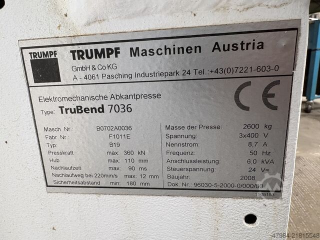 Elektromehanička abkant presa TRUMPF TRUBEND 7036