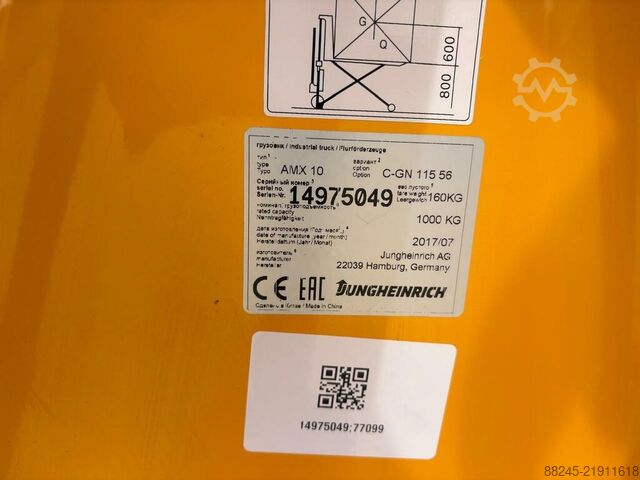 VS-22840 Hand-Scherenhubtisch Jungheinrich mit Arbeitstisch JUNGHEINRICH aMX10